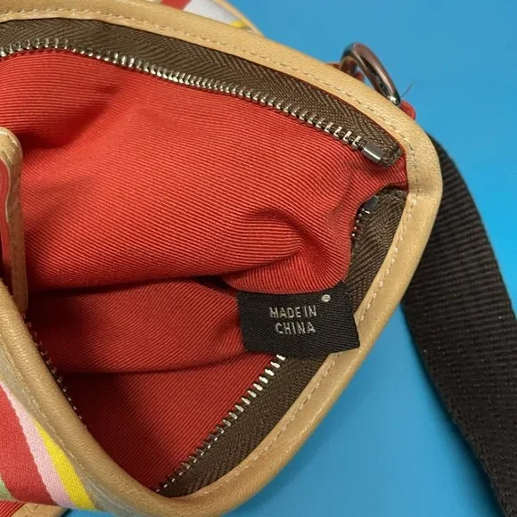 COACH Crossbody Multicolor Canvas Brown Leather Striped Daisy *EUC* SO PRETTY!! - Picture 11 of 11